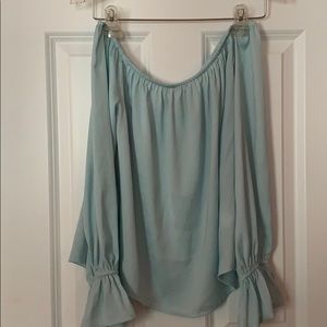 Light Blue off the shoulder blouse